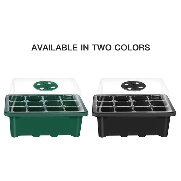 10 Set Seed Trays Seedling Starter Tray (12 Cells per Tray) with Adjustable Dome Lids and Base Plus Plant Tags Hand Tool Kit