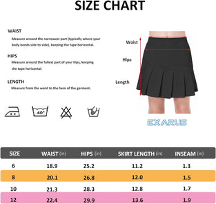 EXARUS Girls Tennis Skirts Pleated with Pockets Golf Sports Skort Shorts for Kids Athletic Activewear