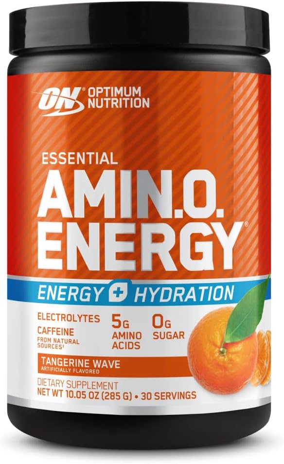 Optimum Nutrition (ON) Amino Energy Plus Electrolytes Powder - Pre Workout, Bcaas, Amino Acids, Keto Friendly, Anytime Energy Powder - Tangerine Wave, 285 G, 30 Servings