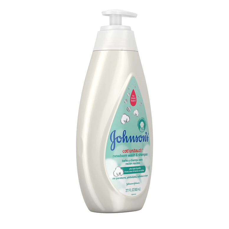(800 mL) - Johnson's CottonTouch Newborn Baby Wash & Shampoo, Made with Real Cotton, 800ml