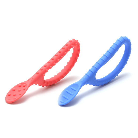Special Supplies Duo Spoon Loops Oral Motor Therapy Tools, 2 Pack, Textured Stimulation and Sensory Input Treatment for Babies, Toddlers or Kids, BPA Free Silicone with Flexible, Easy Handle