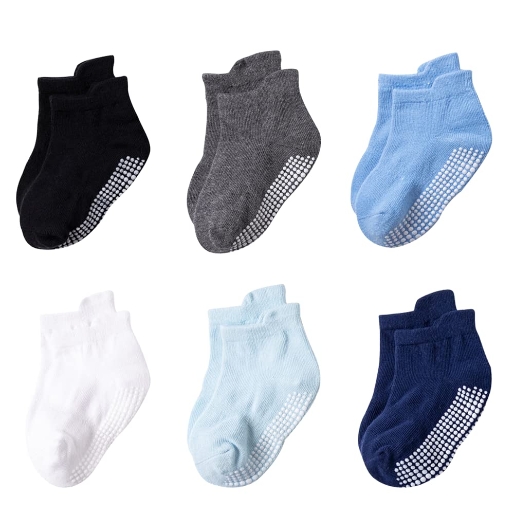 Paratoland Toddler Socks for Boys and Girls - Non Slip Baby Socks - Breathable Low Cut Anti Skid Socks for Kids