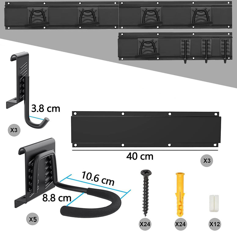 SKADE Bike Rack Garage, 120CM Extra Length for 5 Bicycles Storage and 3 Helmets, Space Saving Vertical Wall Mount, Heavy-Study Steel Made, Holds up to 300 lbs