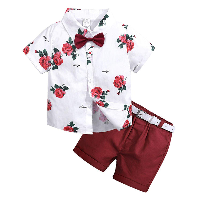 2Pcs Baby Boy Clothing Set Shirt Pant Floral Suits Fashion Cute Clothing Set 24-36 months