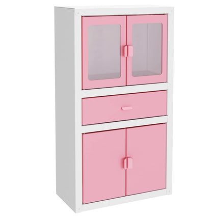 MIOCASA Mini Metal Locker Collectible Furniture Glass Door Display Cabinet for Classroom, School, Home, 14.25