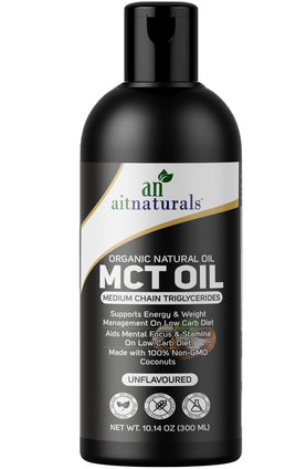 Aitnaturals Organic MCT Oil 300ml from Coconuts | Non-GMO Keto Fuel for Brain & Body Supports Energy & Weight Management | Perfect for Keto & Paleo Diet Friendly | Perfect in Coffee, Smoothies & Salad