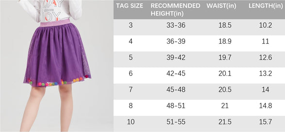 DaniChins Girl's Tutu Skirt Layered Tulle Princess Skirt with Pom Pom Puff Balls for Little Girls 8 Years