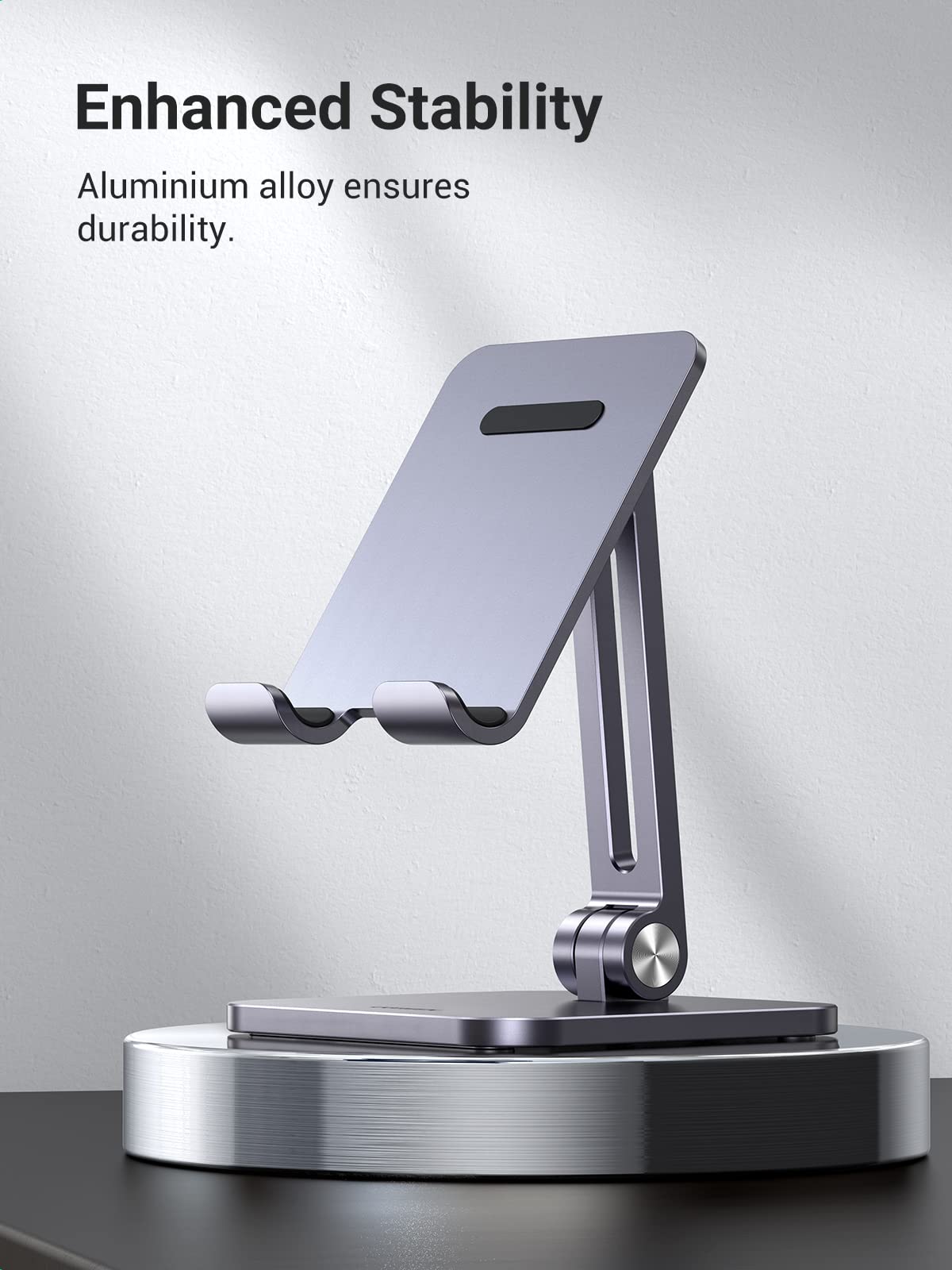 UGREEN Phone Holder Aluminum Phone Stand, Moblie Stand Adjustable Phone Holder Portable iPhone Stand Compatible for All Mobile Phones, iPhone 15, iPad, Samsung, Tablet-Black