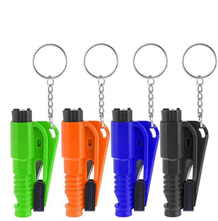 DELFINO Emergency Escape Tool with Key Chain, Safety Window Glass Hammer for Cars, Car Seat Belt Cutter Emergency Escape Tool Glass Break Hammer, Used for Escape (4 Pcs)