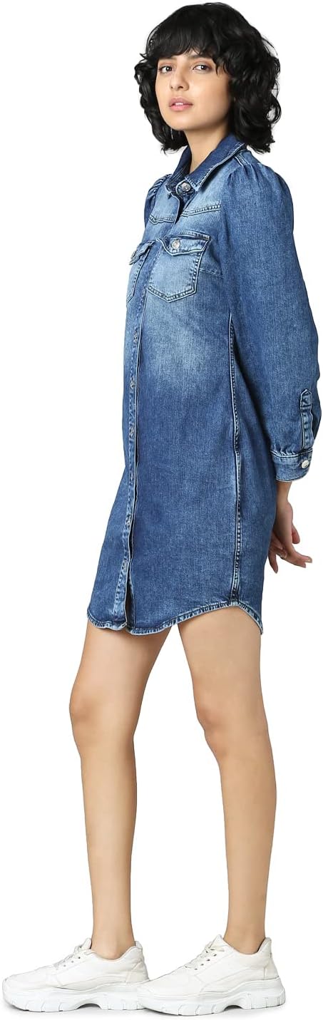 Only Women Dress, Medium Blue Denim, XS