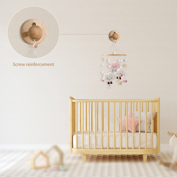 Promise Babe Baby Mobile Holder Wood for Wall Mounting, Baby Room Nursery DIY Baby Mobile Holder Frame Pole Natural Wood Wall Decoration for Eye Hanging Mobile Music Box Windpsiel Wall Design Holder
