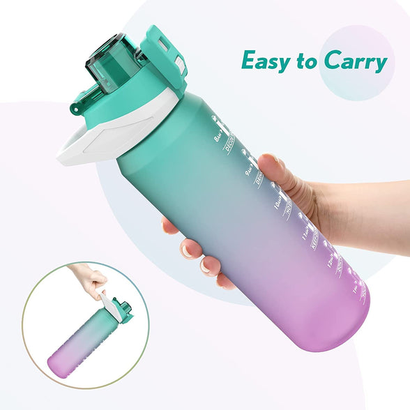 S2C Motivational Water Bottle 1l Water Bottle for Kids School Water Bottles With Straw Leak Proof Water Bottle With Time Marker For Sport, School, Gym, Office(GRADIENT PINK)