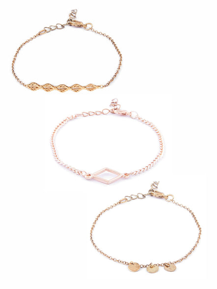 Zaveri Pearls Set Of 8 Gold & Rose Contemporary Bracelets-ZPFK10548