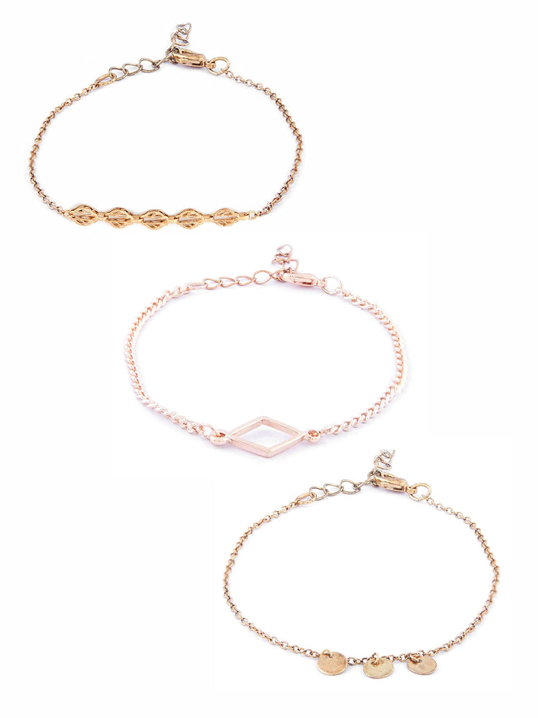 Zaveri Pearls Set Of 8 Gold & Rose Contemporary Bracelets-ZPFK10548