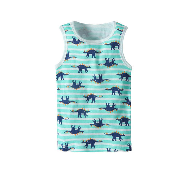 LeeXiang 3 Pack Toddler Boys Girls Summer Tank Tops, Cartoon Print Undershirts (Striped Dinosaur, 6 Years)