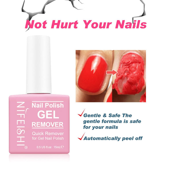 Gel Nail Polish Remover (2PCS), Gel Polish Remover for Nails in 3-5 Minutes No Need for Foil, Easily & Quickly Soak Off Gel Polish (0.5 Fl Oz)