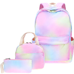 Junlion Kids Backpack Set 3-in-1 School Bag, Laptop Backpack Lunch Bag Pencil Case Gift for Teen Girls Womens, Multicolor, One Size, Laptop