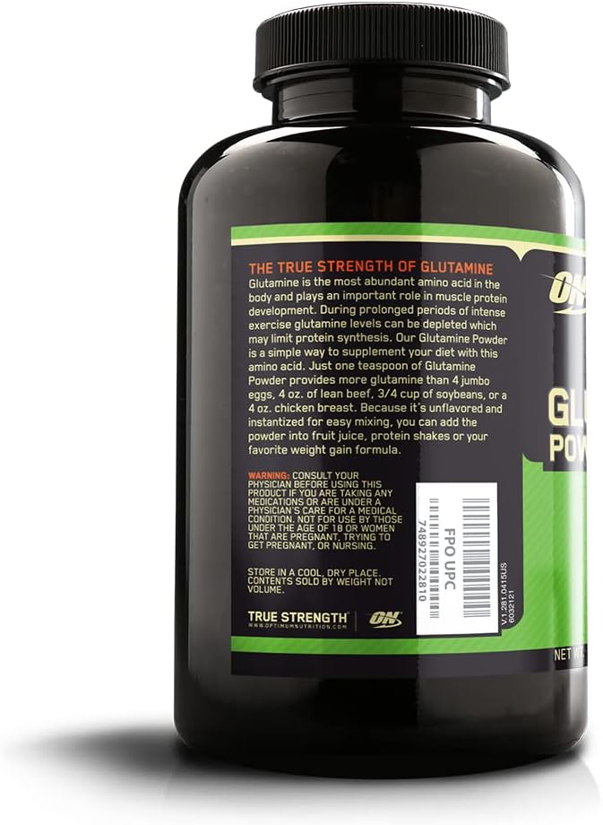 Optimum Nutrition (ON) L-Glutamine Muscle Recovery Powder - Unflavoured, 300 Grams, 58 Servings