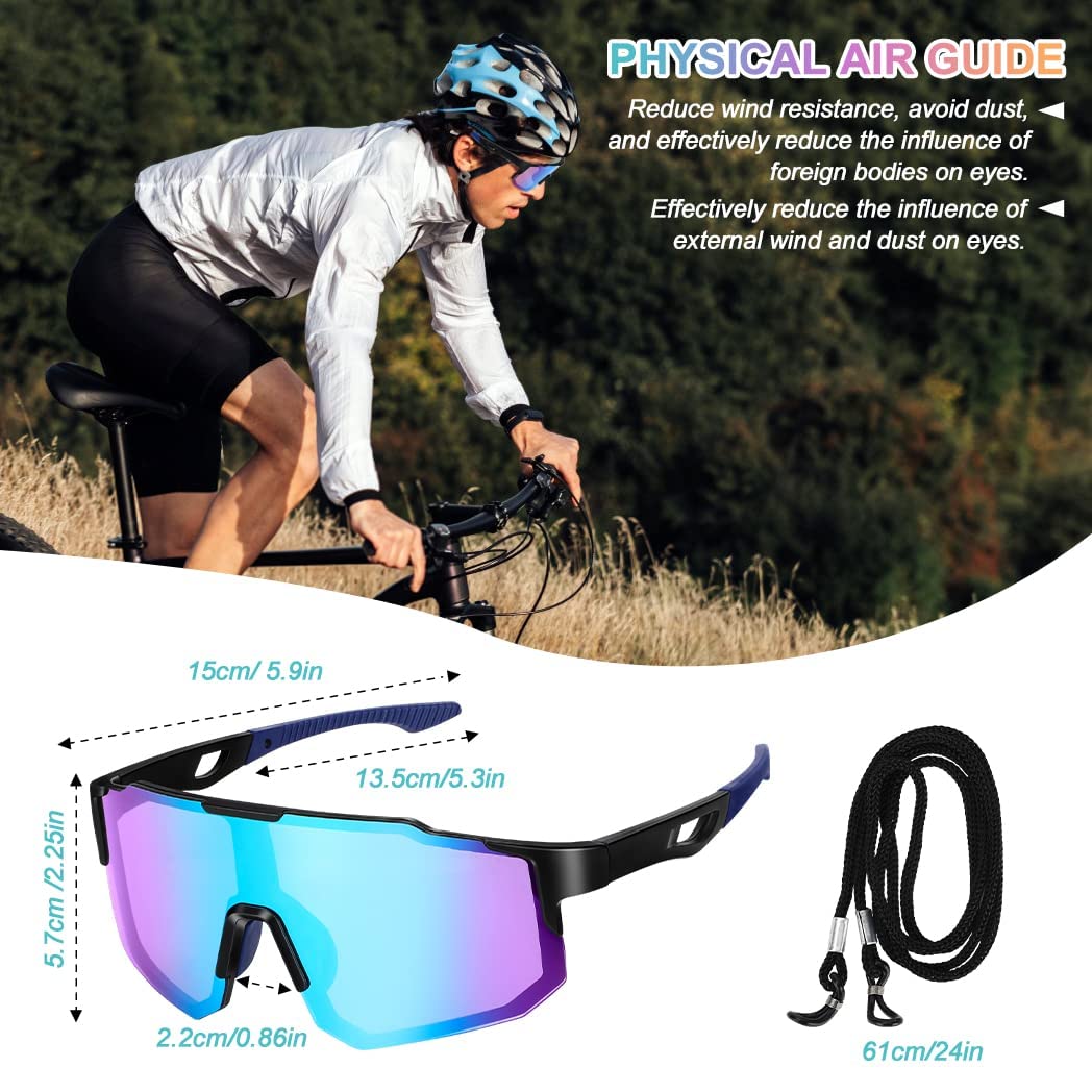 GraGra Polarized Sports Sunglasses for Men and Women, UV400 Protection Outdoor Goggles Windproof Glasses Biking Glasses for Hiking Climbing Fishing Driving Surfing Golfing