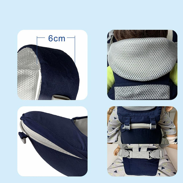 AMERTEER Baby Holder With Hip Seat | Multi-Functional Flip Advanced 9 in 1 Portable Convertible Carrier | Soft Backpack Carry with Lumbar Support | Suitable For 0-36 Months Baby, Toddler, Infant(BLUE)