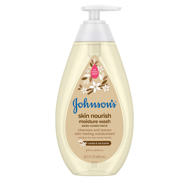 Johnson's Skin Nourishing Moisture Baby Body Wash with Vanilla & Oat Scents, Hypoallergenic & Tear Free Baby Bath Wash, Paraben-, Dye-, Sulfate & Phthalate-Free, 20.3 fl. oz