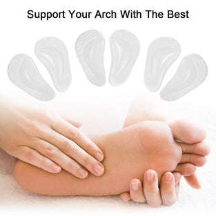 Dr. Foot's Arch Support Shoe Insoles for Flat Feet, Gel Arch Inserts for Plantar Fasciitis, Adhesive Arch Pad for Relieve Pressure and Feet Pain- 3 Pairs, Clear, 3 Count (Pack of 1)