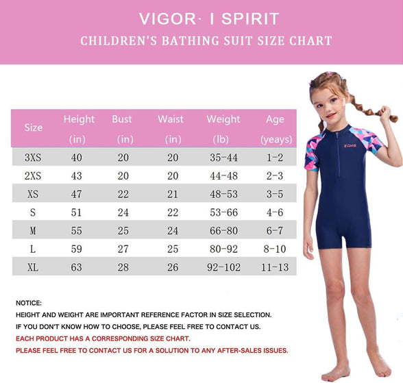 karrack Girls Long Sleeved One Piece Rash Guard Swimsuit Kid Water Sport Short Swimsuit UPF 50+ Sun Protection Bathing Suits