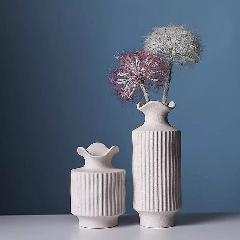 Modern Nordic Style irregular Ceramic Vase, Nordic Circular Matte Hollow Donut Flower Vases Decorative Minimalist Art Style for Home Living Room Office Kitchen Table Decor