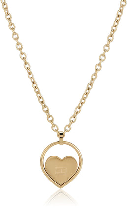 Tommy Hilfiger Women's TH Monogram Heart Tear Drop Pendant Chain Necklace, Gold standard