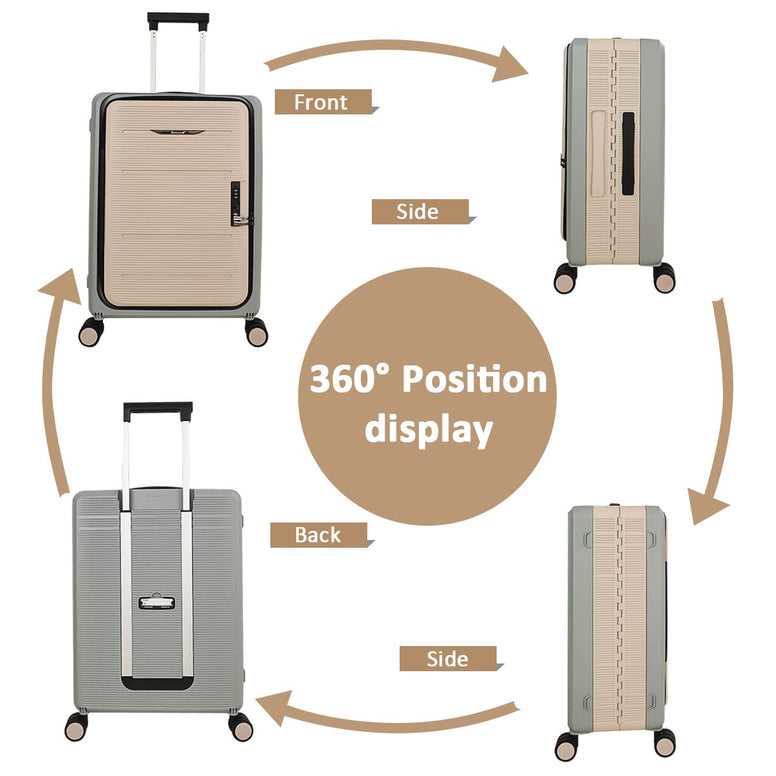 Carry on Luggage 25 Inch Collapsible Suitcase Foldable Travel Rolling Cabin Luggage with Spinner Wheel Expandable Lightweight Compact Hardshell PP Suitcase with TSA Lock for Business Travel Short Trip