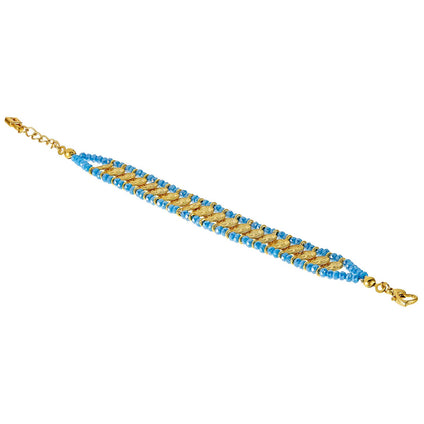 Alwan Blue Crystal Bracelet with Ottoman Coins for Women - EE3513BLU