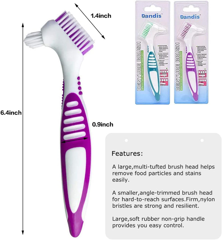 Mckkor Premium Hygiene Denture Cleaning Brush Set, Multi-Layered Bristles & Ergonomic Rubber Handle, for Denture Care(Pack of 2)