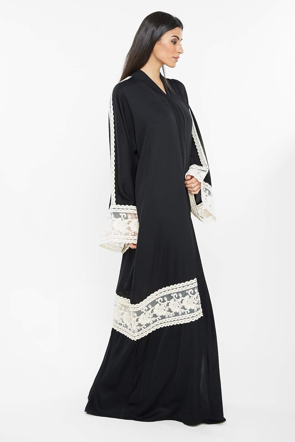 Nukhbaa Womens Abaya Made With Fine Fabric, Comes With Matching Hijab AJ118A