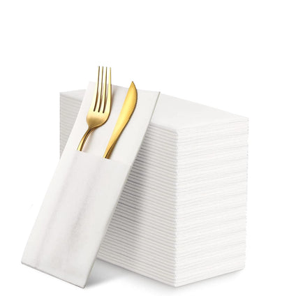 YIDUHAO Disposable Napkins,Linen-Feel Guset Towels with Built-in Flatware Pocket Thickened dust-free Cloth Napkins,Suitable for Wedding Party restaurant hotel,50 Count