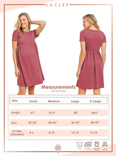 LaClef Women's Maternity Casual Mini T-Shirt Dress