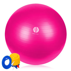AnaYou Yoga Ball Exercise Ball, 55cm/600g Pilates Ball Stability, Easily Inflated Ball Chair for Workout, Balance, Physical Therapy & Pregnancy, Air Plug, Quick Pump & Color Box Included