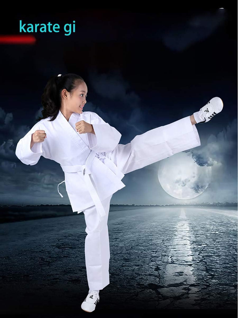 NAMAZU Karate Uniform for Kids and Adult, Lightweight Karate Gi Student Uniform with Belt for Martial Arts Training - White