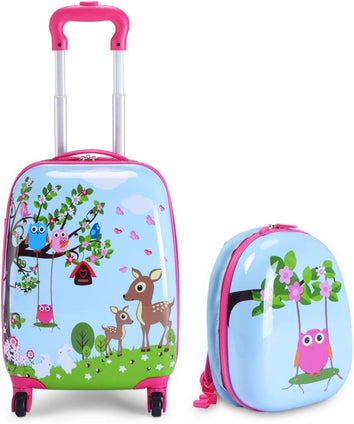 SPSUPE Kids' Cute Cartoon Pattern Travel Trolley, Multicolor, Multicolor, Cute Cartoon Pattern Travel Trolley