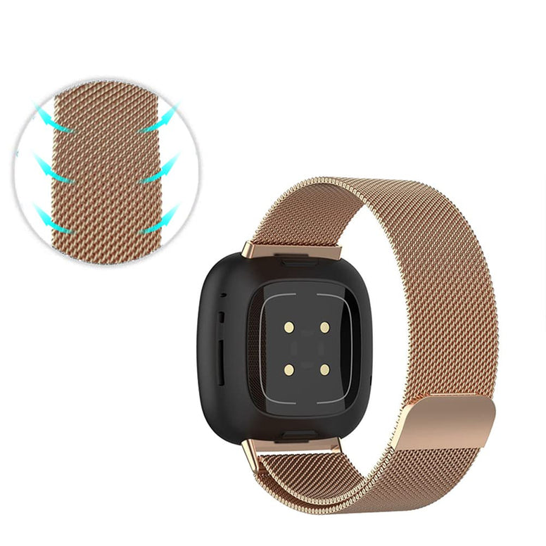 MARGOUN Stainless Steel Metal Mesh Band for Fitbit Versa 3/Versa 4/Sense - Breathable Replacement Smartwatch Strap with Magnet Lock