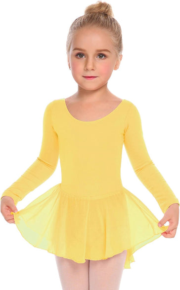 Zaclotre Girl's Classic Long Sleeve Dance Dresses Ballet Skirted Leotard