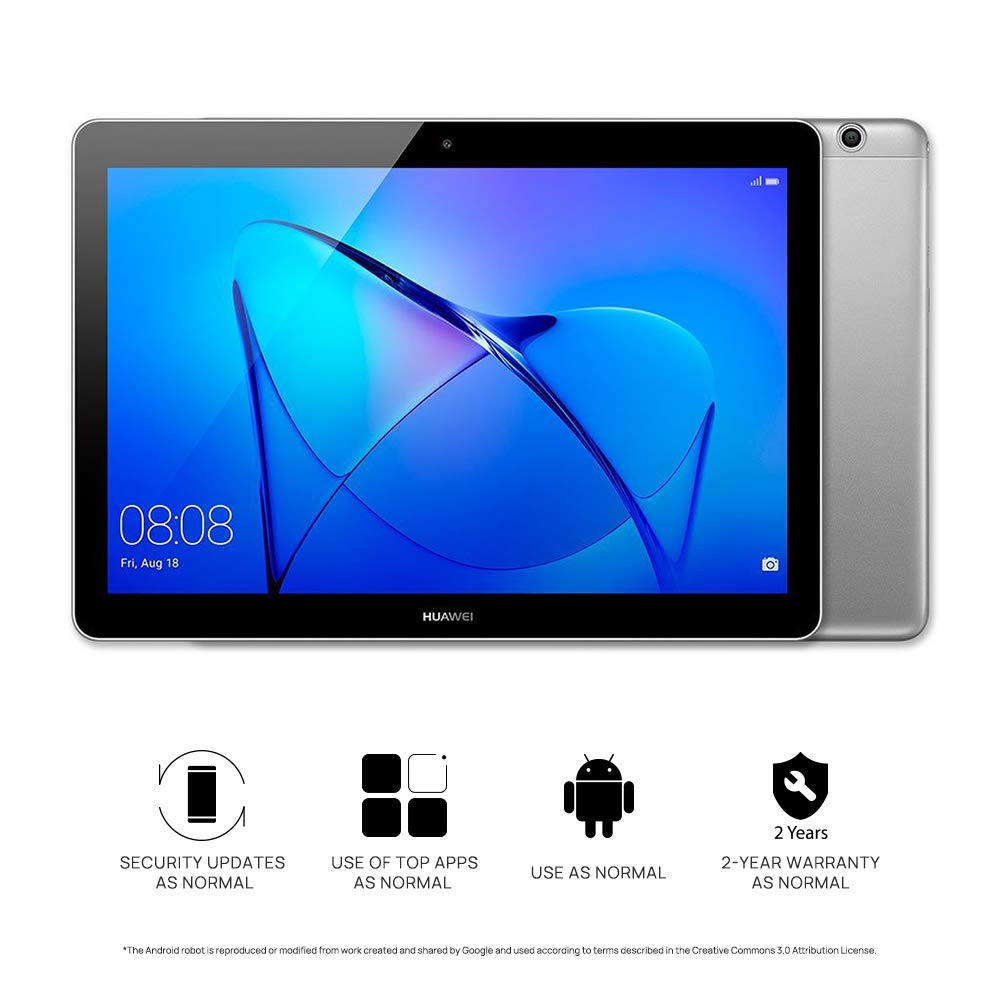 HUAWEI MediaPad T3 10 – 9.6 Inch Android 8.0 Tablet, HD IPS Display with Eye-Comfort Mode, 32GB, Dual Stereo Speakers, 4800mAh, up to 9.8 hours video playback, Children's Corner, Grey