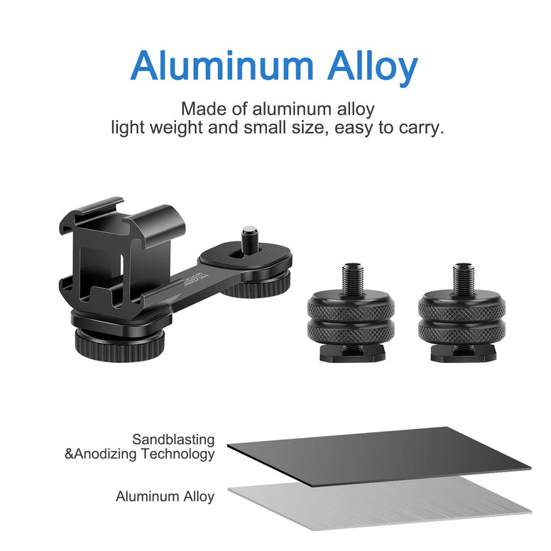 SZMDLX Triple Cold Shoe Camera Expansion Bracket Set with 1/4 inch Adapter, hot Shoe Adapter, Suitable for Camera, Microphone, LED Display, Video Recorder, Flash, Video Camera