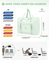 Travel Tote Bag for Women Mens,Foldable Carry on Bag for Airplanes Overnight Bags Travel Bags for Women Weekender Duffle Bag Carry on Luggage with Trolley Sleeve Mint Green, B6-Mint Green, L, Sports,