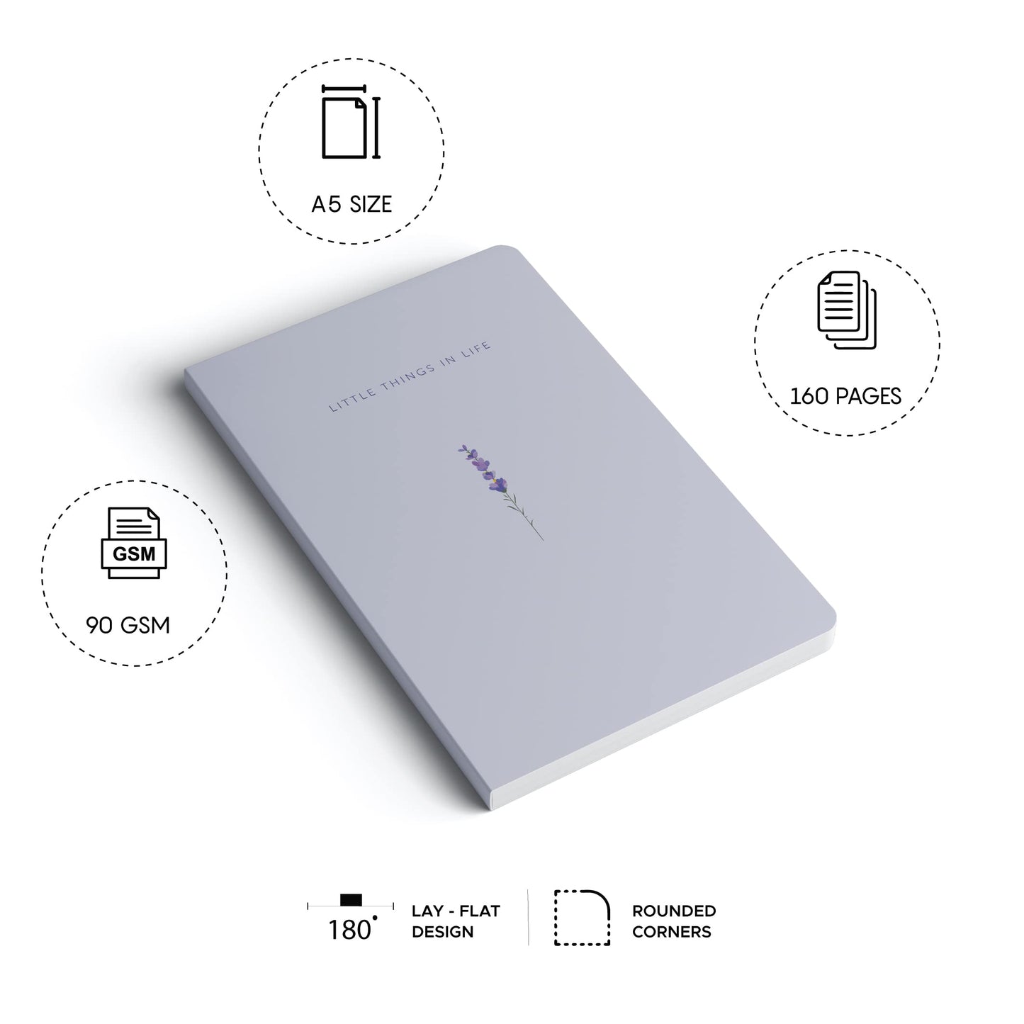 Factor Notes 160-Pages 90 GSM Ruled Notebook, A5 Size, Purple