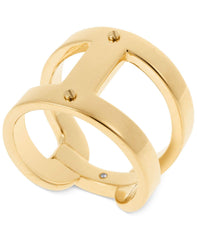 Michael Kors MKJ44607107 Heritage Maritime Gold Tone Ring Size US 7