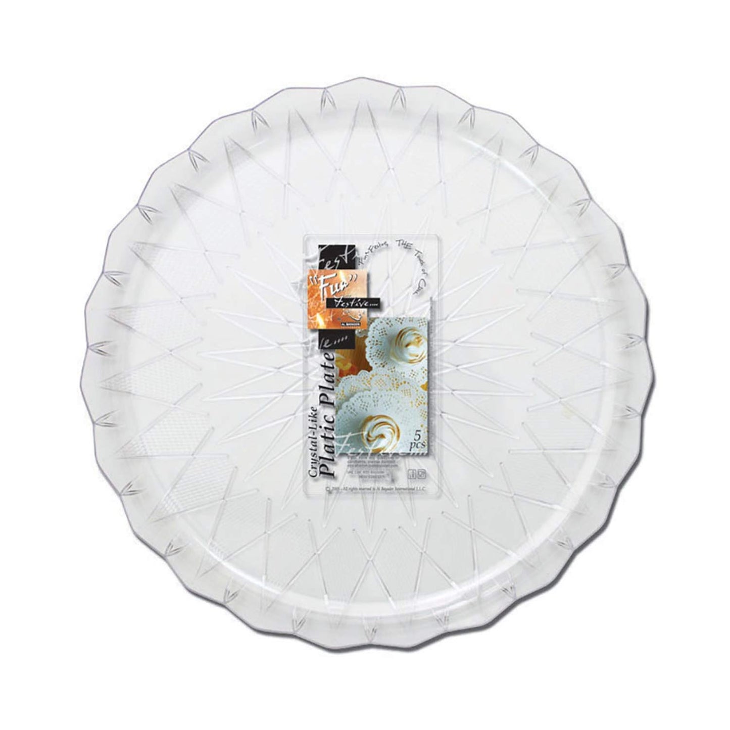 Fun Festive Crystal-Like Plastic Platter 24cm, Pack Of 5