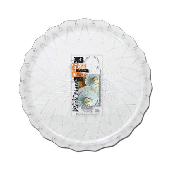 Fun Festive Crystal-Like Plastic Platter 24cm, Pack Of 5