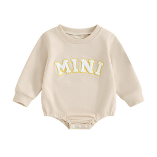 SHUING Newborn Infant Baby Girl Boy Mini Embroidery Sweatshirt Romper Long Sleeve Bodysuit Fall Winter Clothes 3-6 M