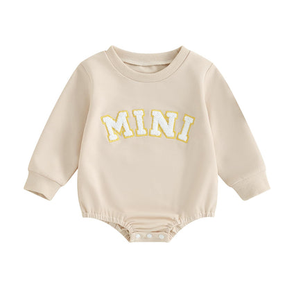 SHUING Newborn Infant Baby Girl Boy Mini Embroidery Sweatshirt Romper Long Sleeve Bodysuit Fall Winter Clothes 3-6 M