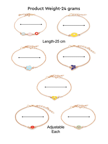 Zaveri Pearls Set Of 7 Multicolor Enamel Contemporary Stack Bracelets For Women-ZPFK14547